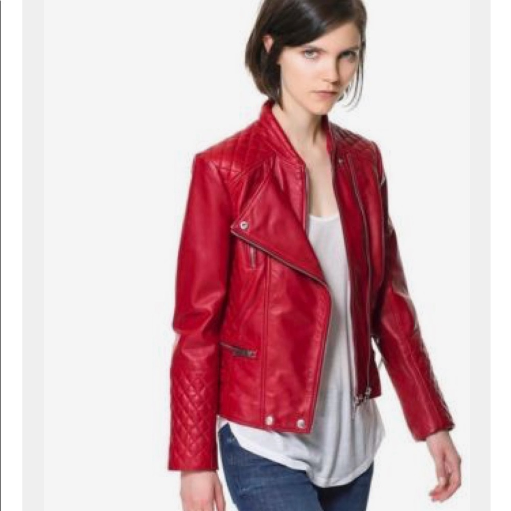 Zara 100% genuine leather biker jacket - Picture 3 of 8